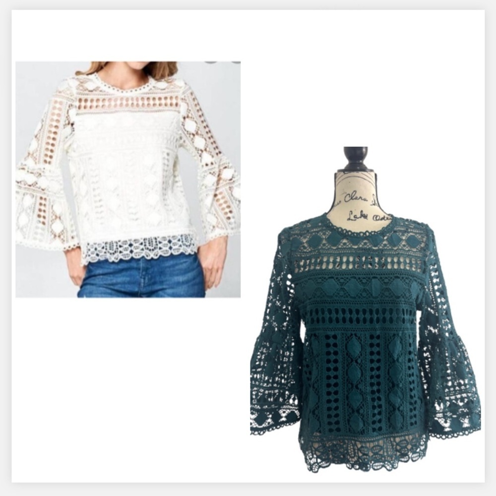 ELLISON WHIMSICAL ROMANTIC LACE   GREEN TOP